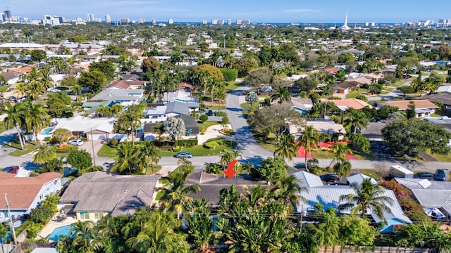 5801 NE 17th Ave, Fort Lauderdale, FL 33334 - drone / aerial view with a city view and a residential view