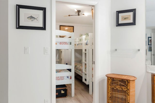 bedroom with light wood-type flooring