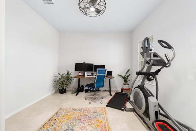 view of tiled home office