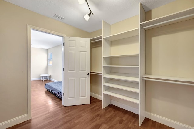 spacious closet with hardwood / wood-style floors