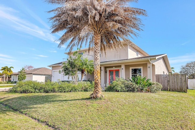 view of front of home with a front yard