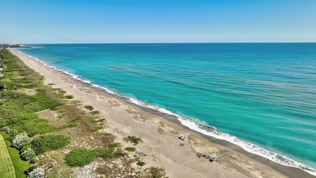 property view of water featuring a view of the beach