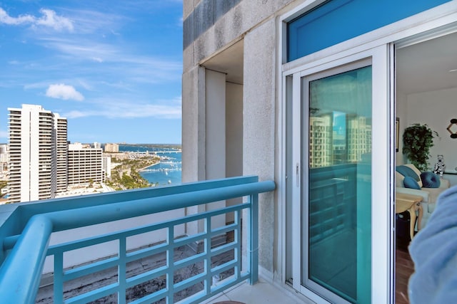 balcony with a water view