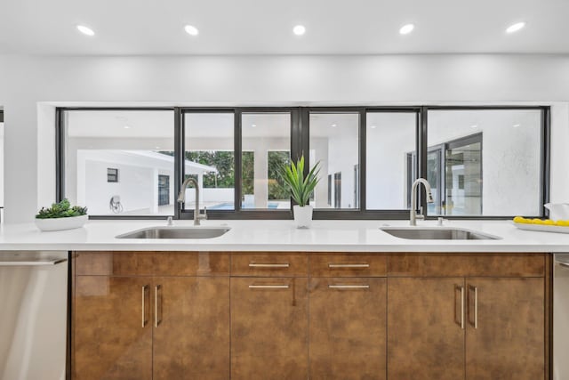 kitchen with sink and stainless steel dishwasher