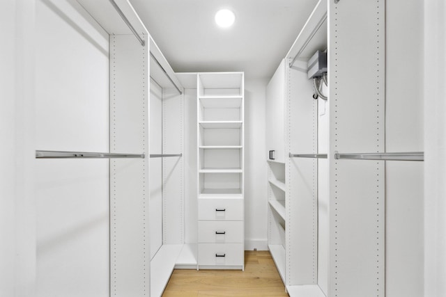 walk in closet featuring light hardwood / wood-style floors