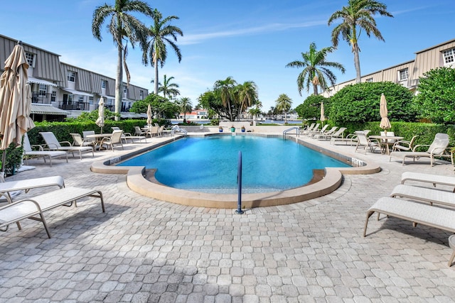 view of pool featuring a patio area