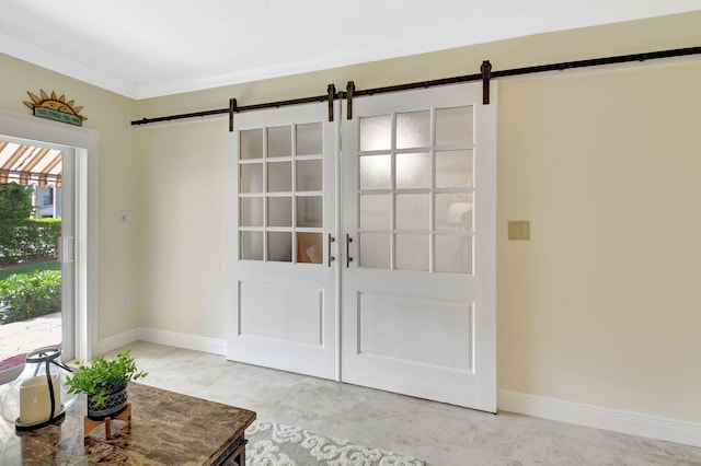 doorway with a barn door