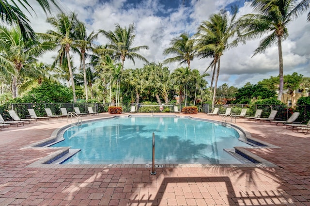 view of pool featuring a patio