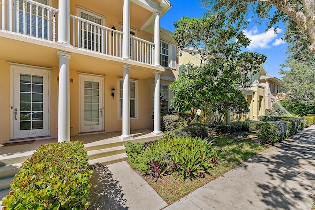 exterior space with a balcony