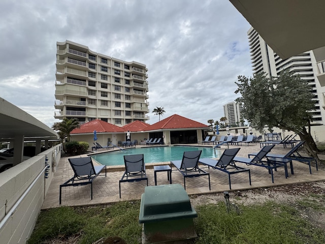 view of pool with a patio area