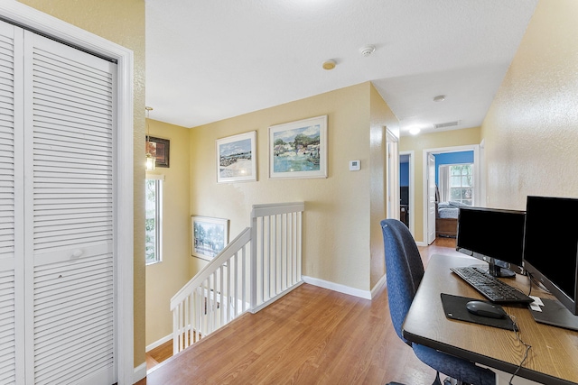 office space featuring light hardwood / wood-style flooring