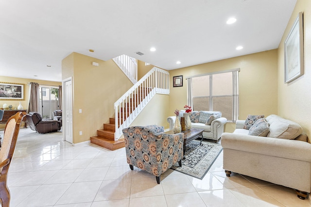 view of tiled living room