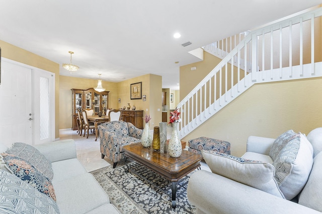 view of tiled living room