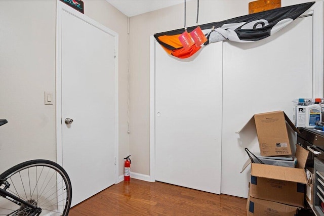 interior space with hardwood / wood-style floors