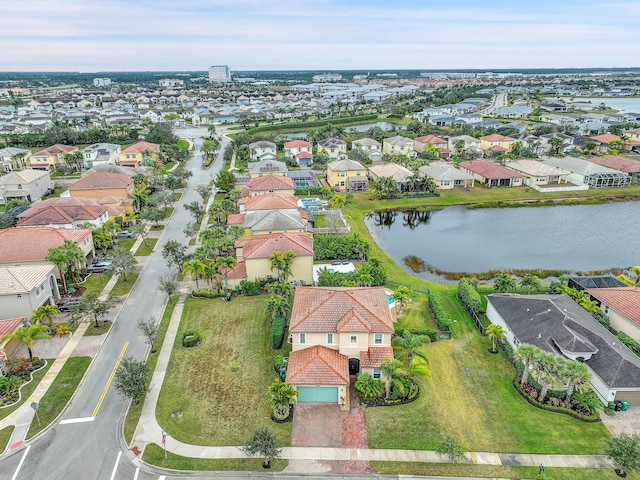 bird's eye view featuring a water view