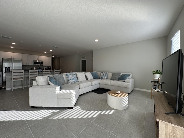 view of tiled living room