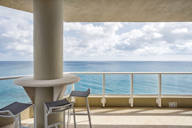 balcony with a water view