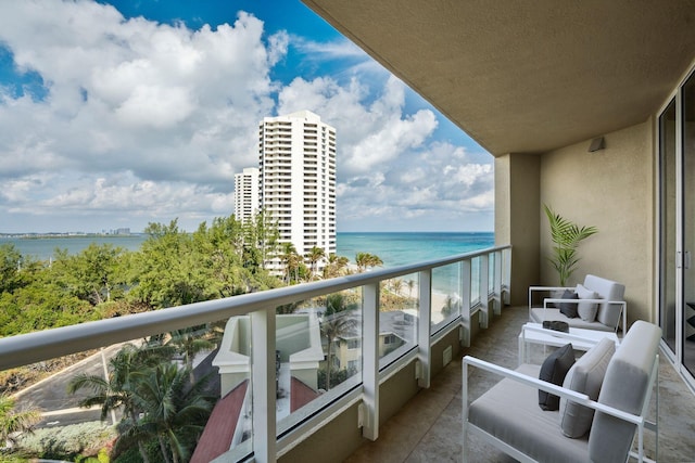 balcony with a water view