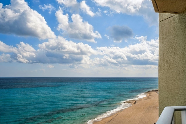 view of water feature featuring a beach view