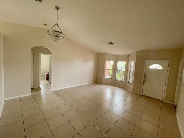 entryway with light tile patterned floors