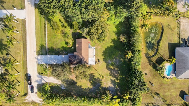 drone / aerial view with a rural view