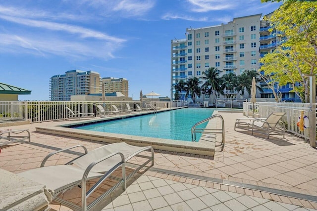 view of pool with a patio area