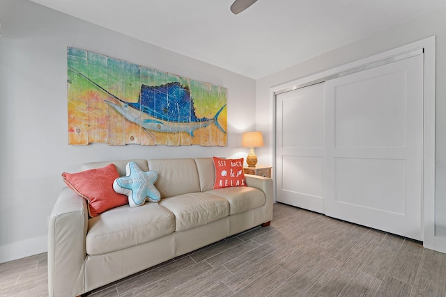 living room with wood-type flooring