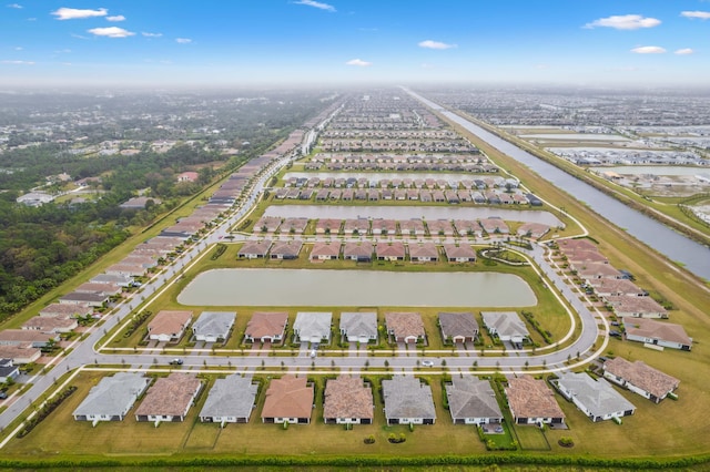 bird's eye view featuring a water view