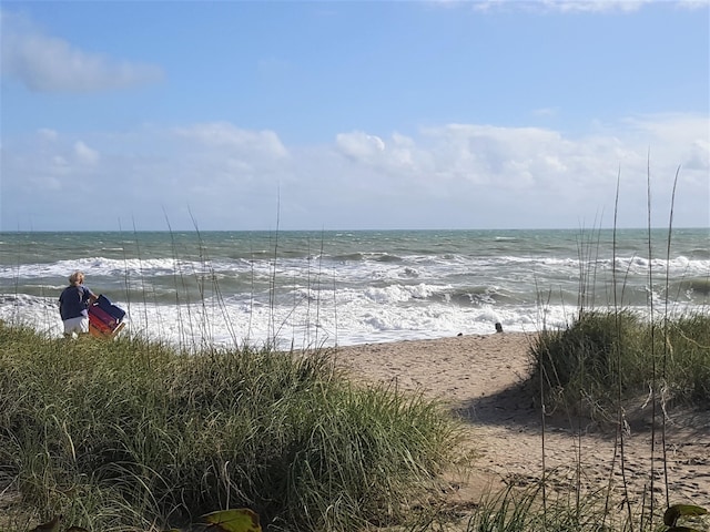 property view of water featuring a view of the beach