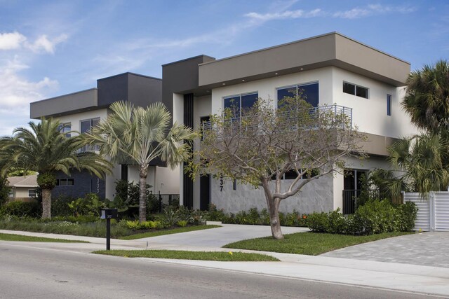 modern home with a balcony