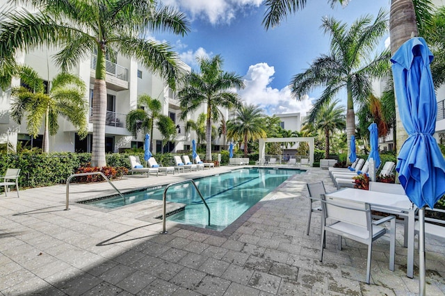 view of pool featuring a patio area