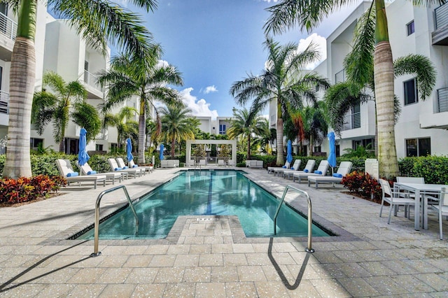 view of pool featuring a patio