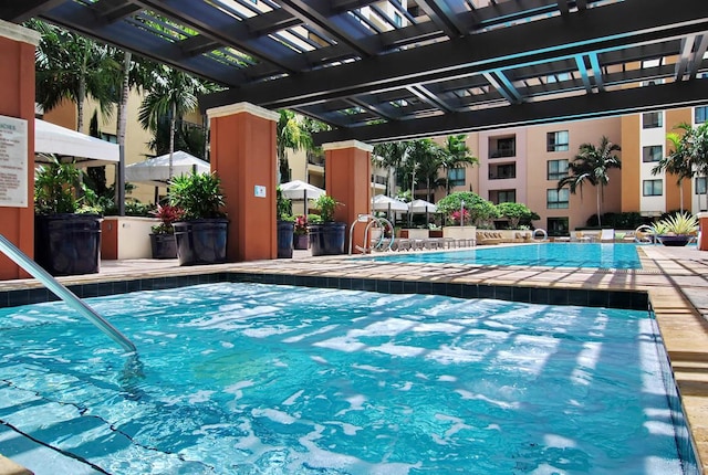 view of pool featuring a pergola