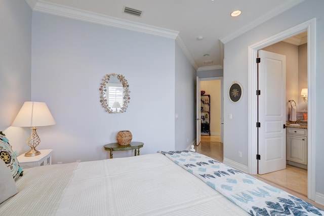 bedroom featuring ornamental molding