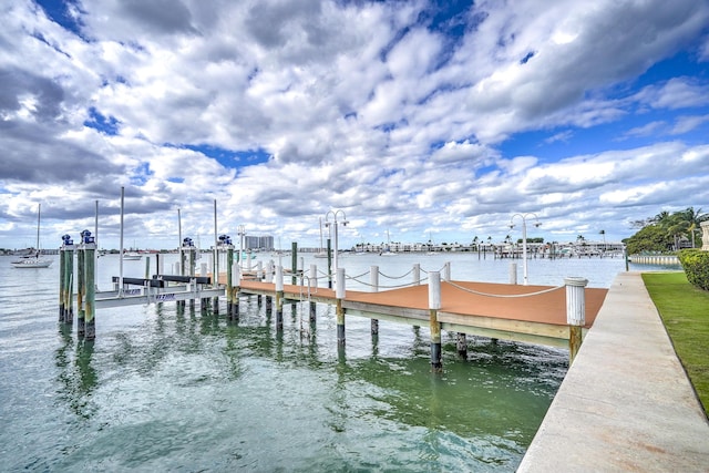 dock area featuring a water view