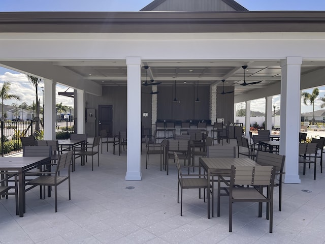 view of patio with ceiling fan