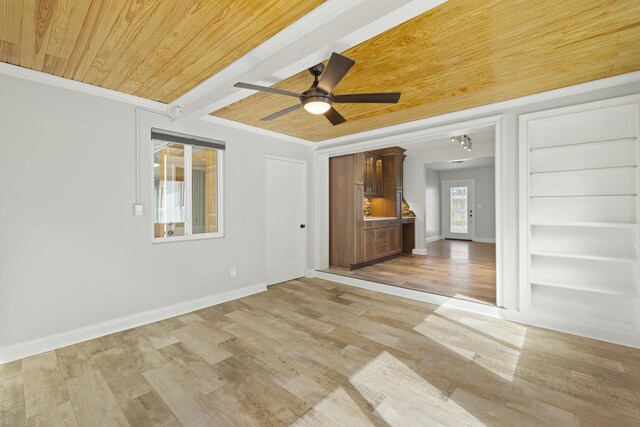 spare room with ceiling fan and light hardwood / wood-style floors