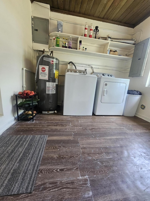 1105 Sunrise Blvd, Fort Pierce, FL 34950 - clothes washing area with water heater, washing machine and clothes dryer, electric panel, and laundry area