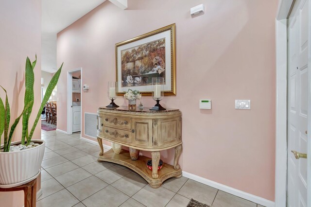 living room with vaulted ceiling