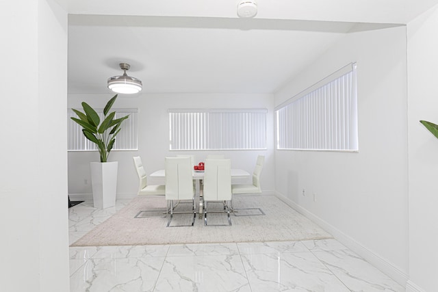 view of unfurnished dining area