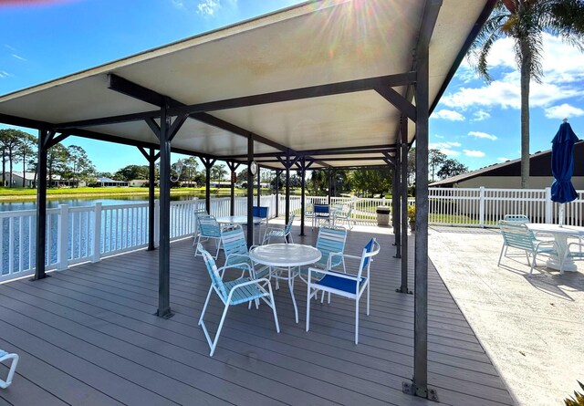 view of dock featuring a water view