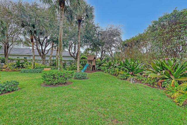 view of yard featuring a playground