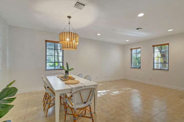 view of tiled dining area