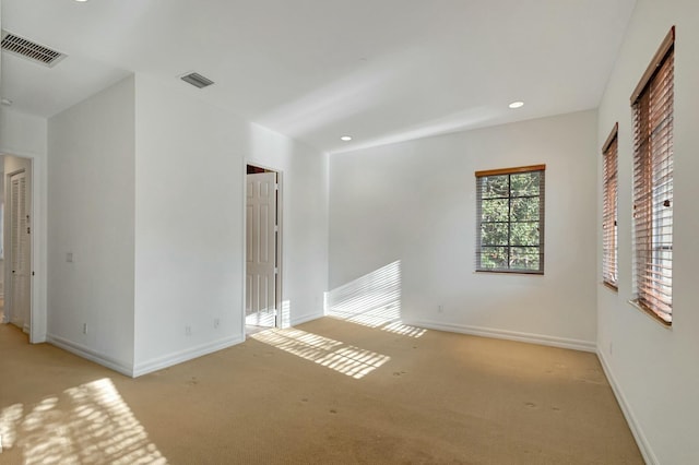 empty room with a healthy amount of sunlight and light carpet