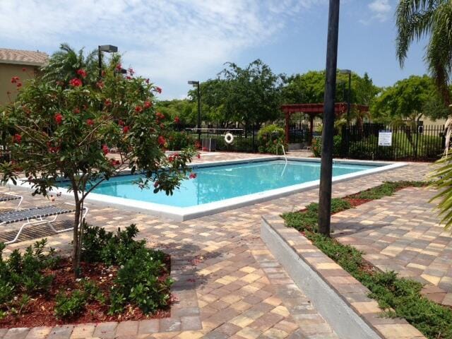 view of pool featuring a patio