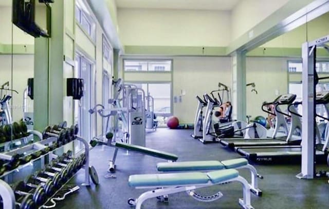 gym featuring a high ceiling