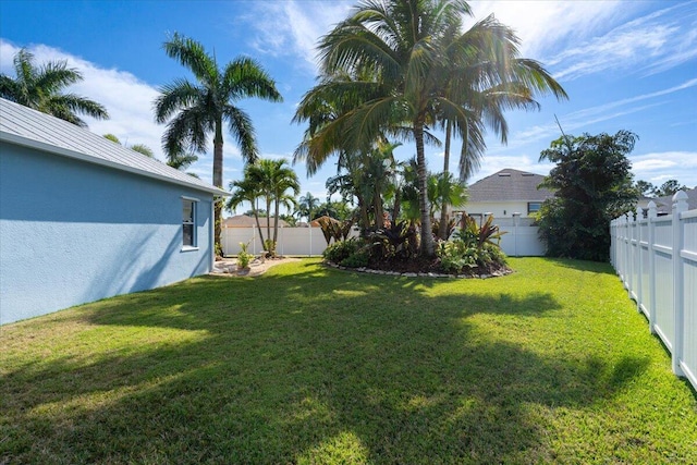 view of yard featuring a fenced backyard