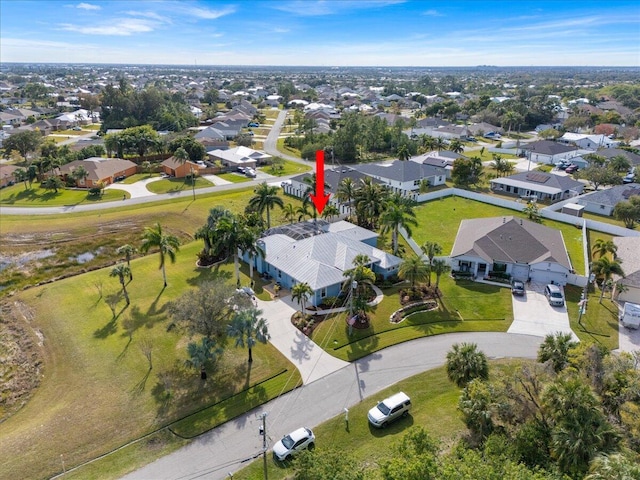 aerial view with a residential view