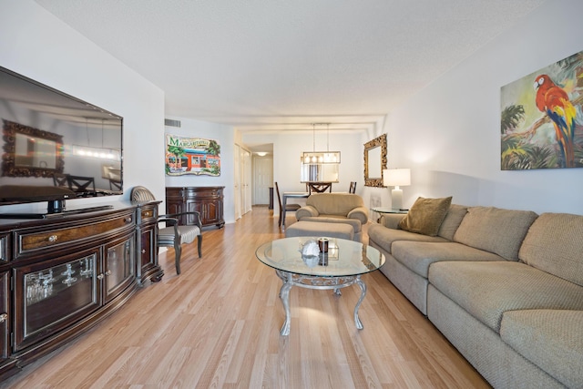 living room with light hardwood / wood-style floors