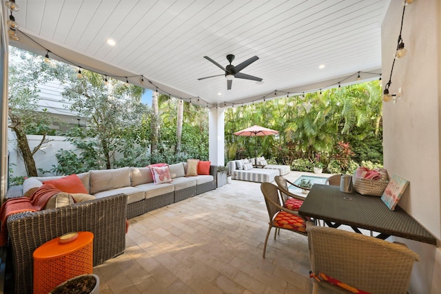 view of patio / terrace with an outdoor hangout area and ceiling fan